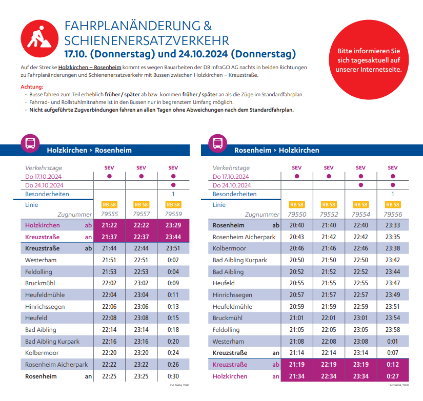 Fahrplanänderung 17