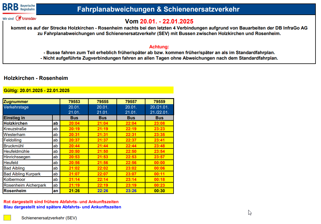 Fahrplanänderung 20