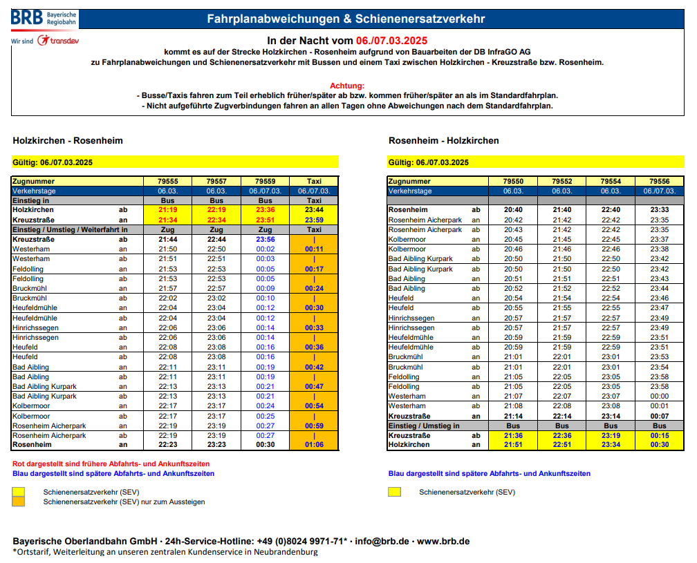 Fahrplan 06.03