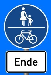 Radfahrer absteigen