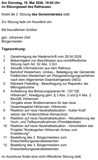 Tagesordnung 19