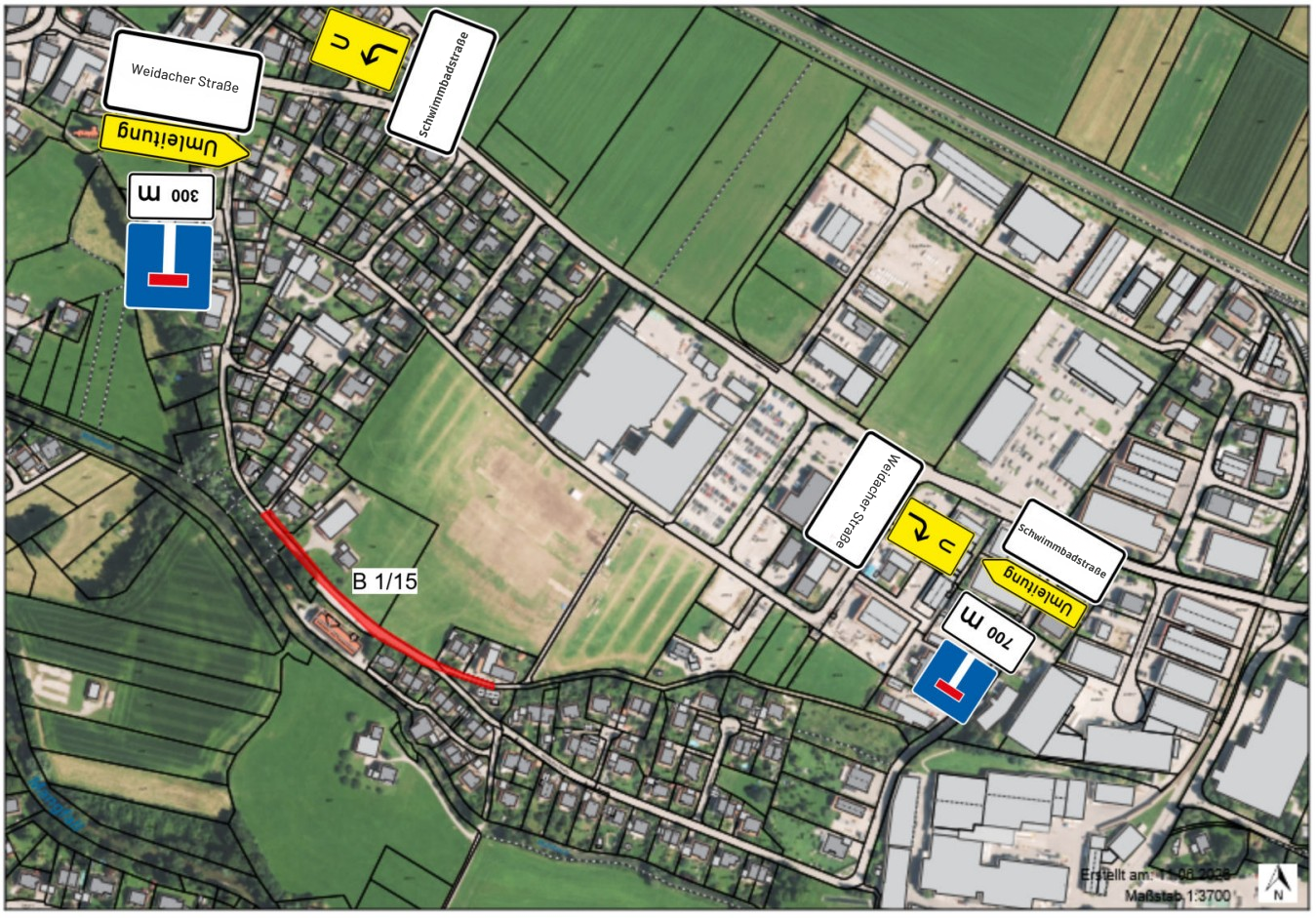 Schwimmbadstraße Umleitungsplan
